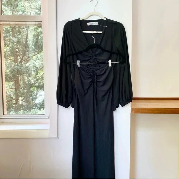 Free People FP Beach Addison Convertible Set Crop Top Maxi Skirt in Black XS - Picture 5 of 15